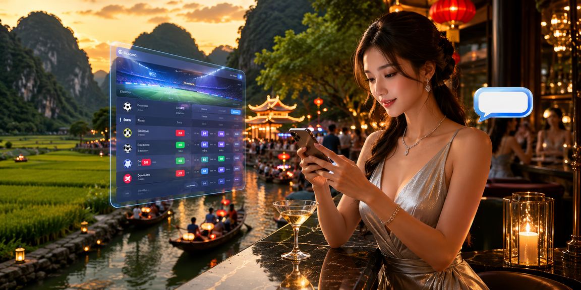 Người chơi kiểm tra giao dịch thanh toán trên điện thoại tại vùng núi Ninh Bình